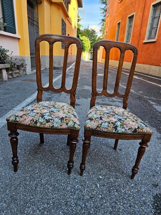 Coppia sedie milanesi antiche noce epoca 1870/80