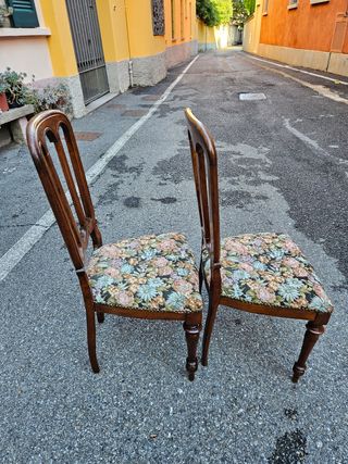 Coppia sedie milanesi antiche noce epoca 1870/80