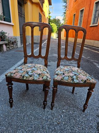 Coppia sedie milanesi antiche noce epoca 1870/80