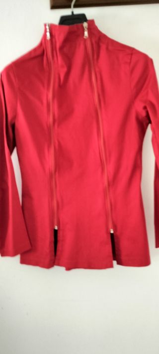 Camisa roja cuello Mao algodón y lana