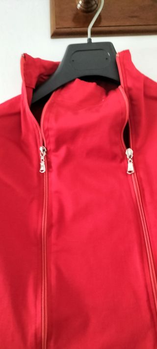 Camisa roja cuello Mao algodón y lana