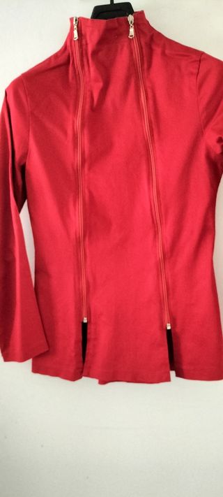 Camisa roja cuello Mao algodón y lana