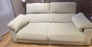 2 Sofás de Tela Beige (2 y 3 plazas)
junto o separ