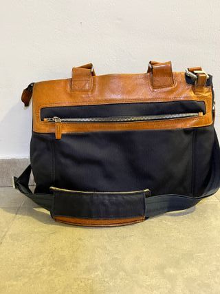 Maletín Piquadro Cuero y Lona Azul