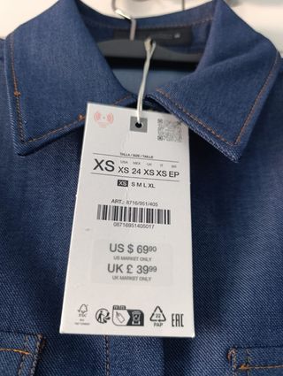 Camisa Zara Sahariana Talla XS Oversized