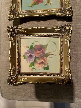 Cuadros Florales Vintage Dorado