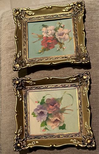 Cuadros Florales Vintage Dorado