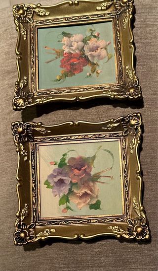 Cuadros Florales Vintage Dorado