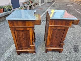 Coppia comodini noce antichi restaurati