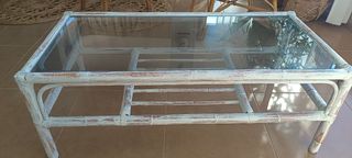 Mesa de centro bambú y cristal