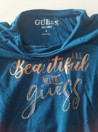 Maglietta Guess bambina blu con stampa