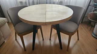Mesa redonda extensible madera y metal