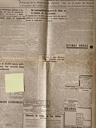 DIARIO PALENTINO GUERRA CIVIL 17-7-1937 + MEDALLA