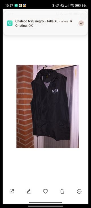 Chaleco NYS Negro Talla XL
