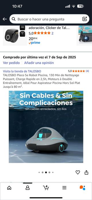 TALOSBO Robot Limpiador Piscina Gris