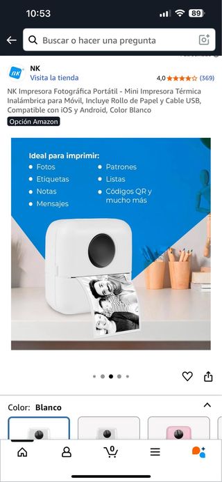 NK Mini Impresora Fotográfica Portátil