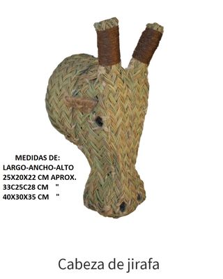 Cabeza de Jirafa de Esparto Artesanal