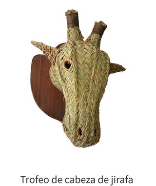 Cabeza de Jirafa de Esparto Artesanal
