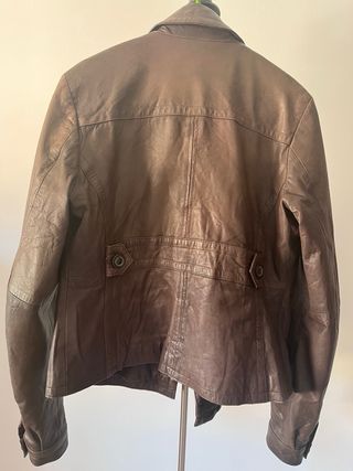 Cazadora de piel tela color marrón talla M