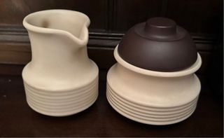 Juego de café Vintage beige y marrón (6 servicios)