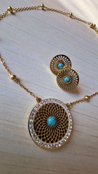 Parure collana e orecchini in acciaio inossidabile