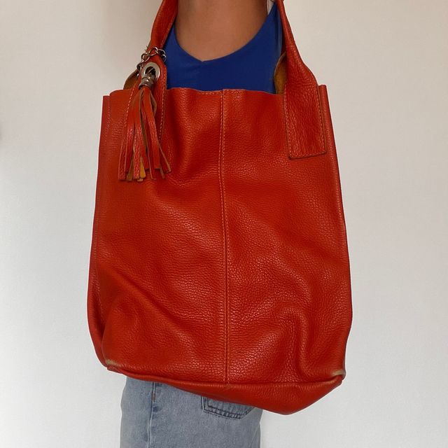 Borsa in vera pelle arancione vintage
