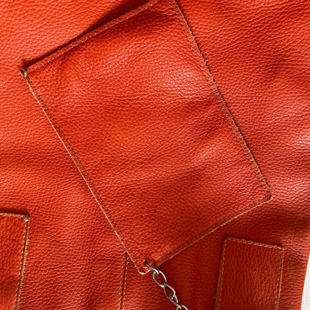 Borsa in vera pelle arancione vintage