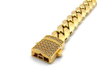 Pulsera Oro 18K Cubana con Circonitas