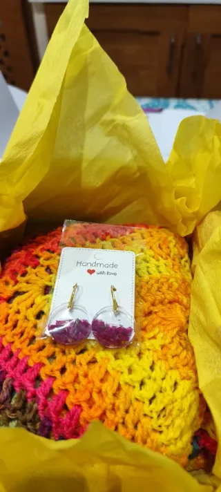 Pendientes artesanos de flor natural