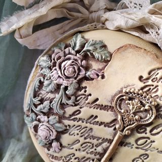 2 Placas Shabby Chic Rosas y Llave