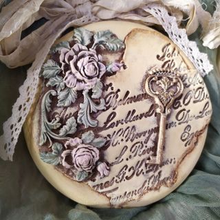 2 Placas Shabby Chic Rosas y Llave