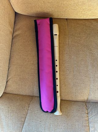 Flauta dulce con funda rosa