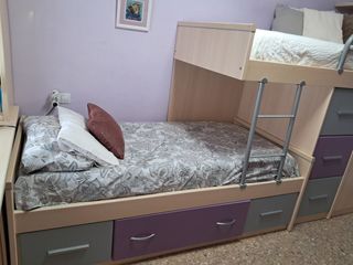 Cama litera tren con armario y cajones