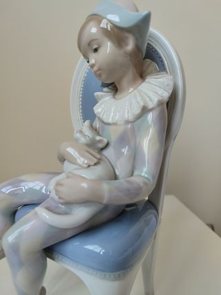 Porcelana Lladró " ARLEQUIN CON GATO"