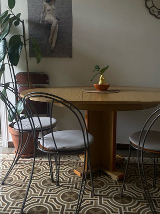 Mesa redonda extensible de madera