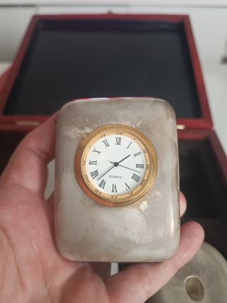 Antiguo juego de escritorio madera y metal