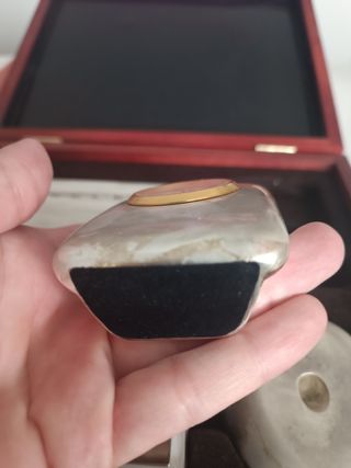 Antiguo juego de escritorio madera y metal