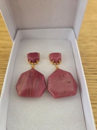 Pendientes Piedra Natural Rosa de Rodonita