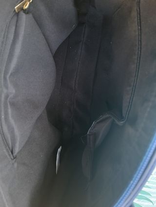 Borsa blu con fiocco dorato