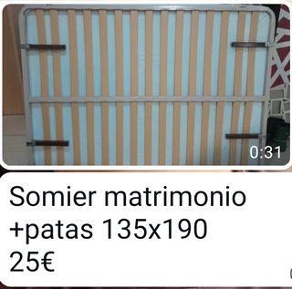 Somier matrimonio con patas 135x190