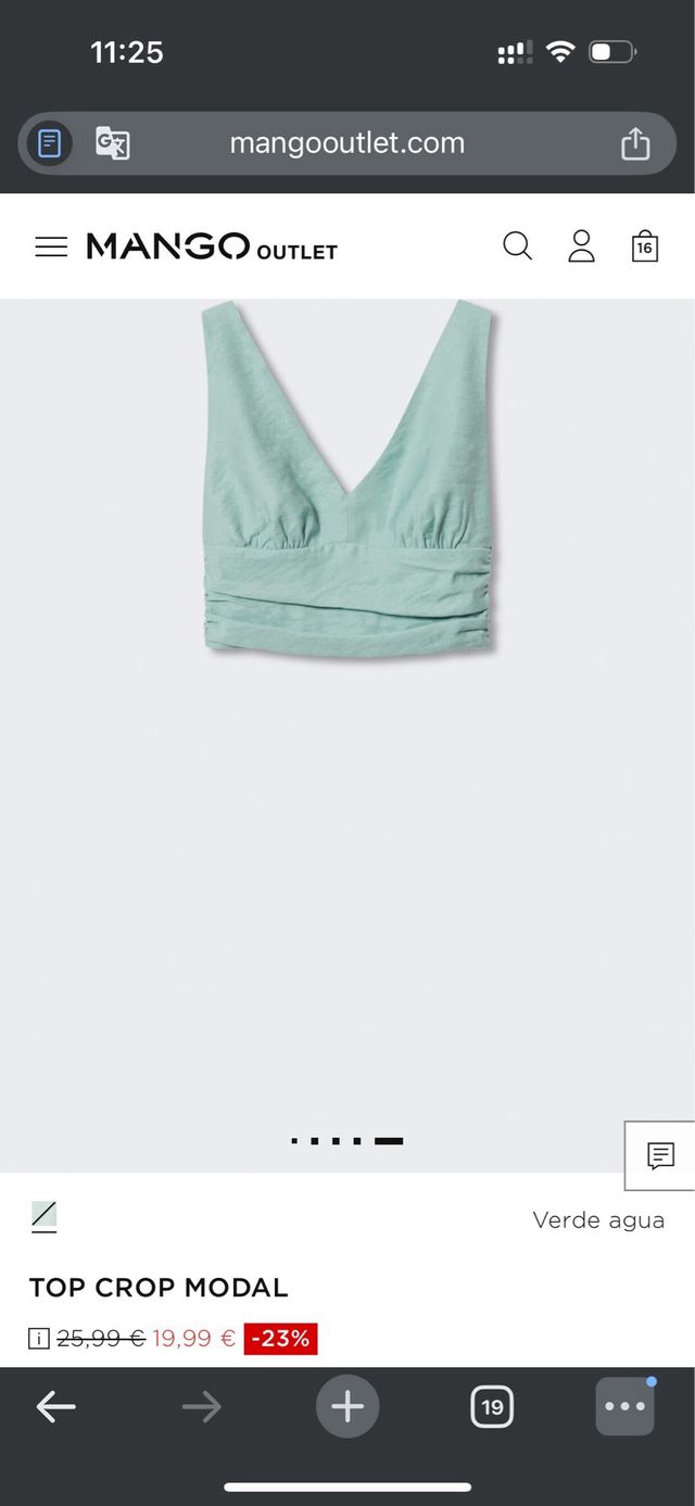 Top Crop Modal Verde Agua de Mango Teen