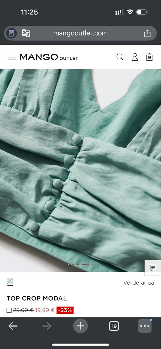 Top Crop Modal Verde Agua de Mango Teen