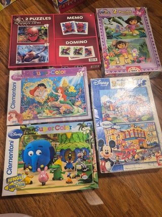 6 puzzles niño: Cars 2, Dora, Disney, Spiderman