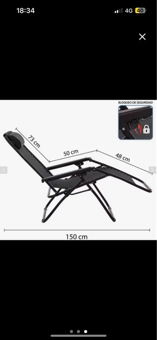 Tumbona Plegable Negra