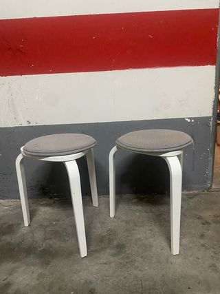 2 Banquetas Taburetes Madera y Tela