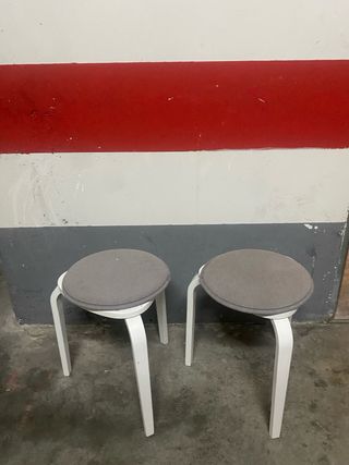 2 Banquetas Taburetes Madera y Tela