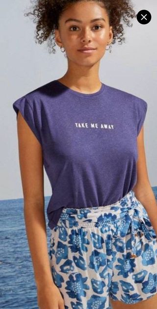 Camiseta manga corta azul/morada