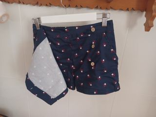 Falda pantalón niña azul marino con flores