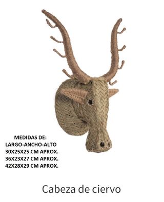 Cabeza de rinoceronte de esparto artesanal