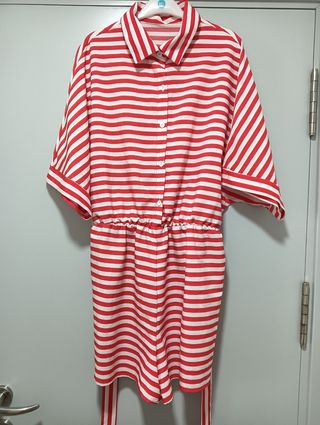 Mono Verano Mujer Rayas Rojas y Blancas